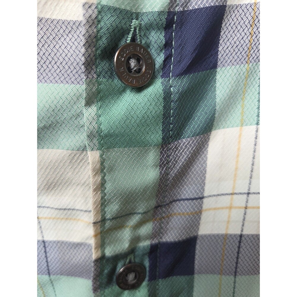 Eddie Bauer Men’s LT Lightweight Hiking Shirt Plaid Green Short Sleeve Camping - Picture 3 of 7